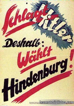 Election presidentielle allemande 1932 - SPD Wahlplakat 