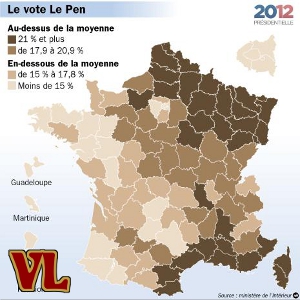 Marine Le Pen obtient ses meilleurs résultats dans le nord, l'est et le sud-est
